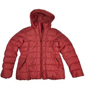 The North Face Women's Hooded Red Quilted Puffer Jacket